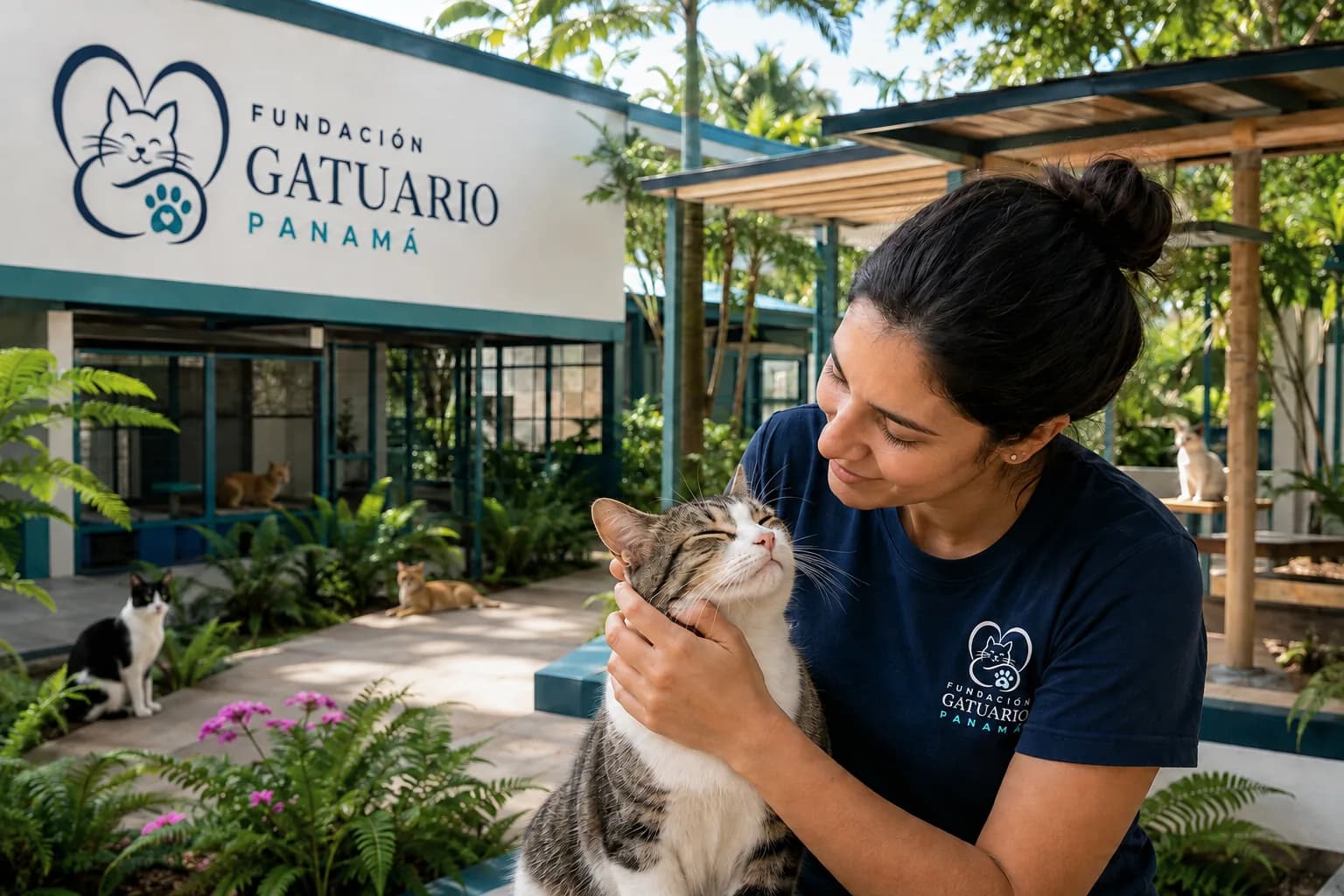 Gato recibiendo cuidado y cariño