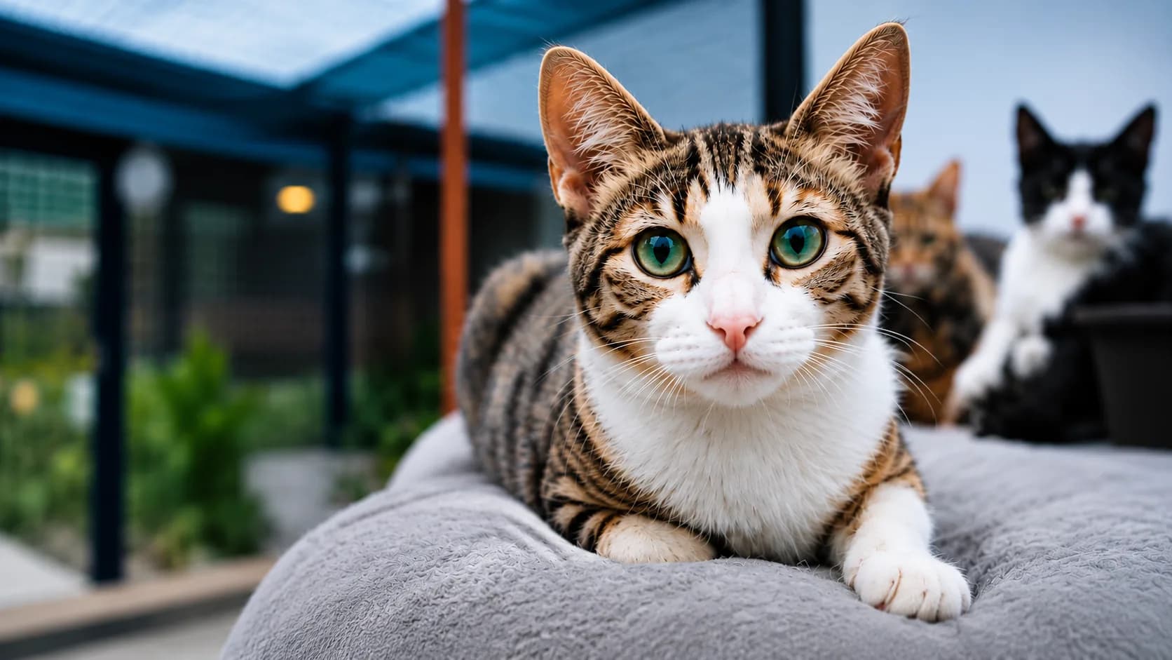 Close portrait of a cat, a symbol of impact and compassion