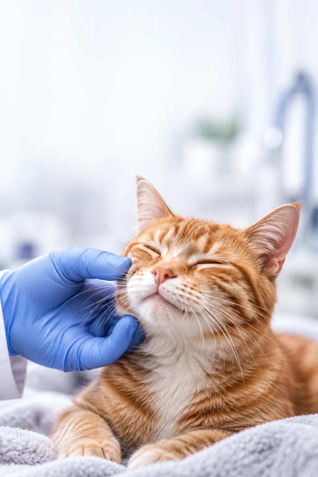 Cat in recovery receiving care