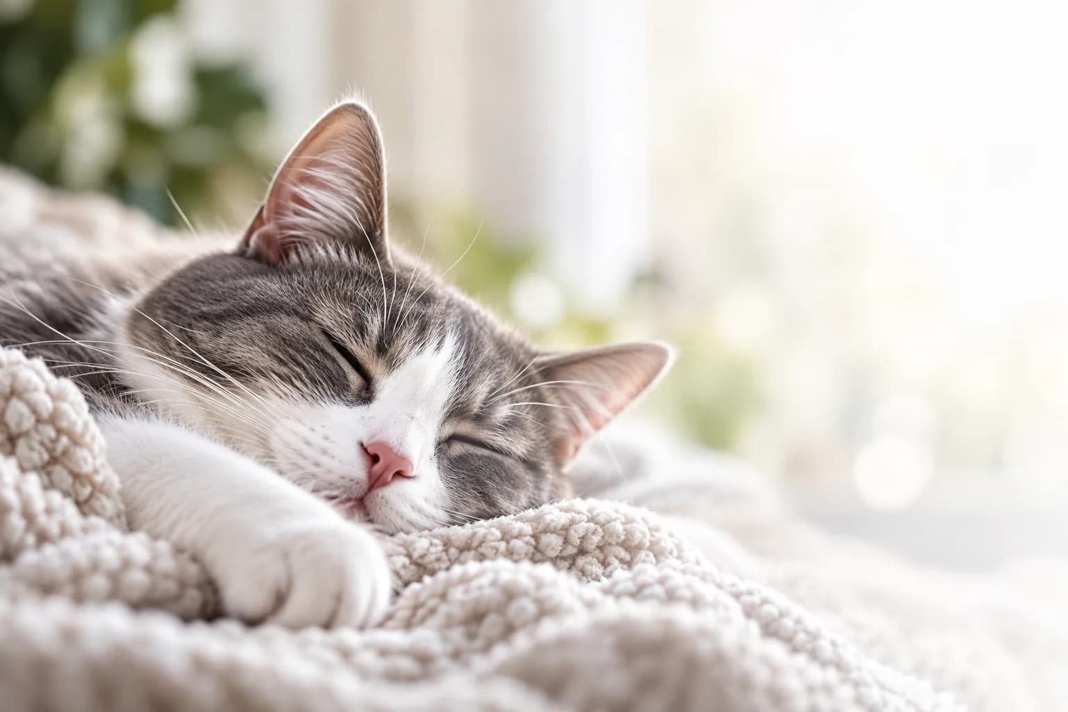 A cat resting calmly