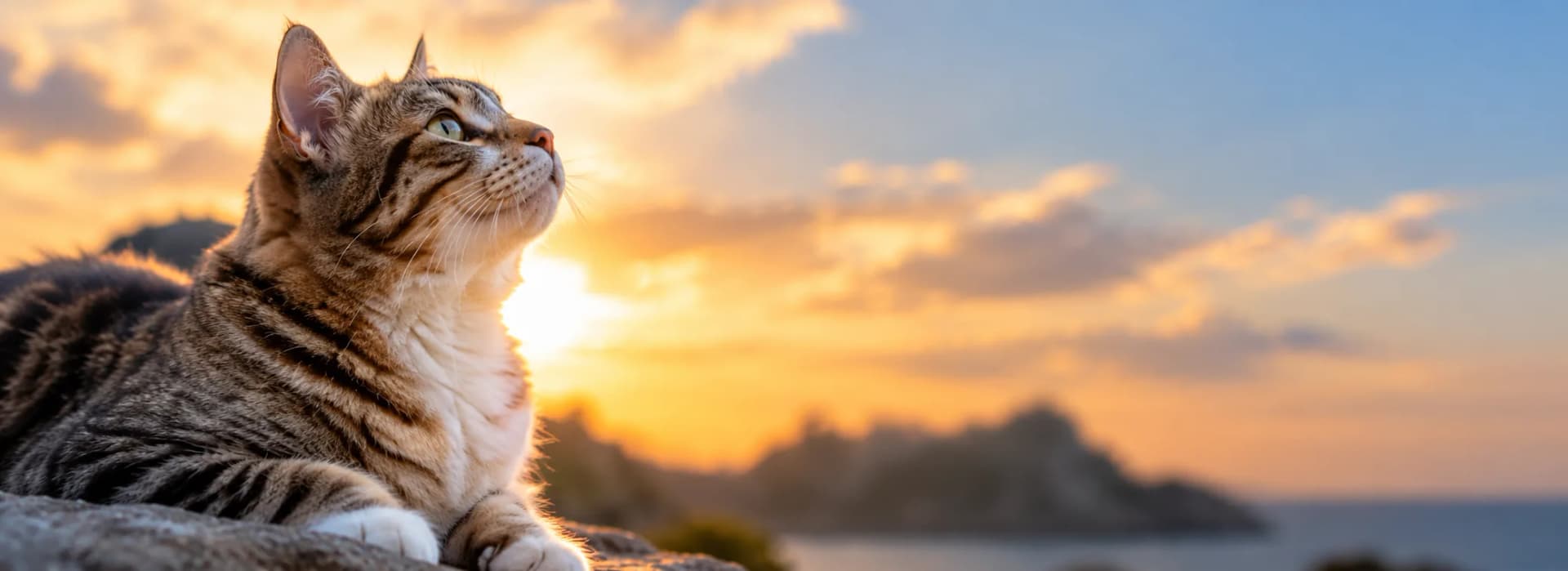 Gato en un momento de calma y esperanza